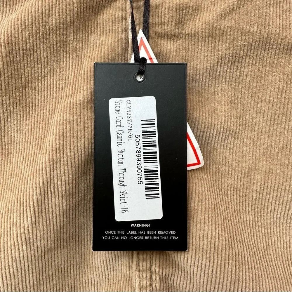 NWT Pretty Little Thing A-line Corduroy Mini Skirt Stone Cord Cammie Tan 12 - Picture 4 of 12